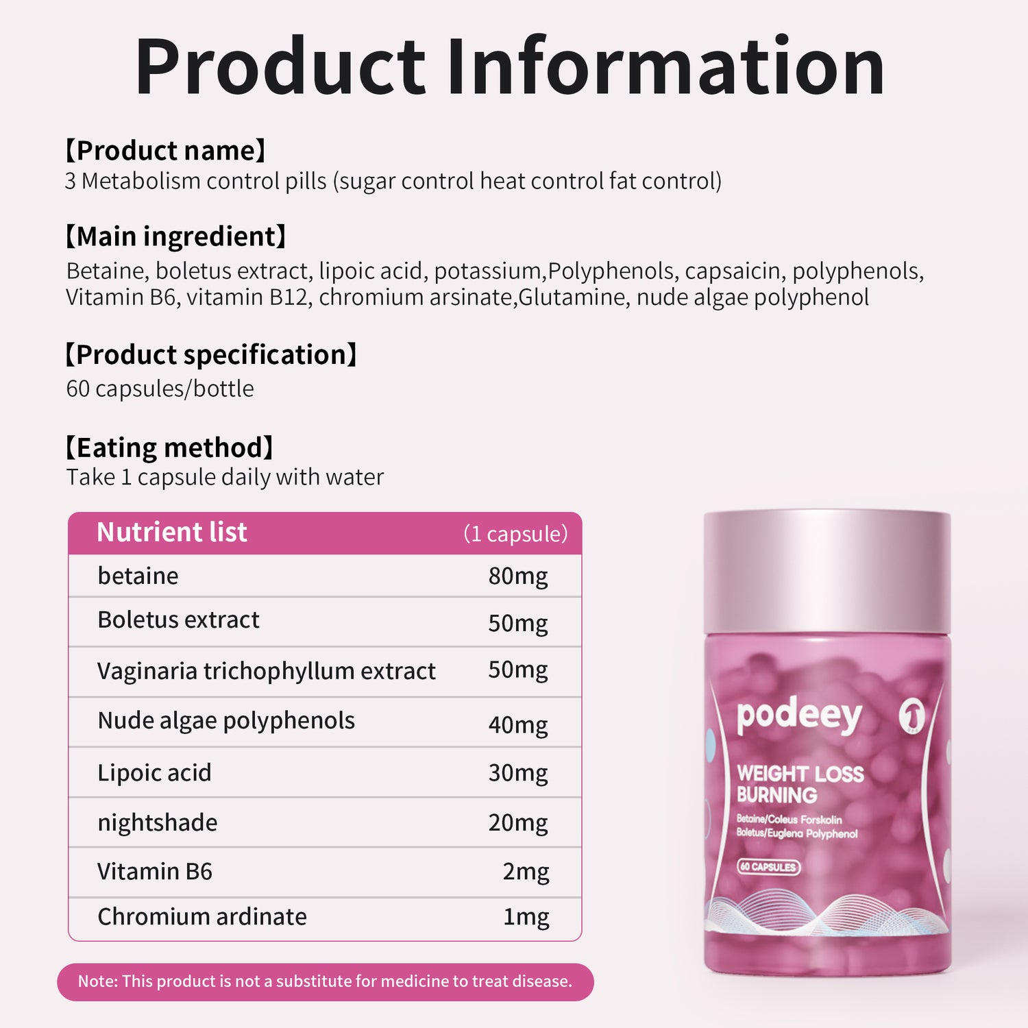 Podeey 3 Metabolism Control Pills