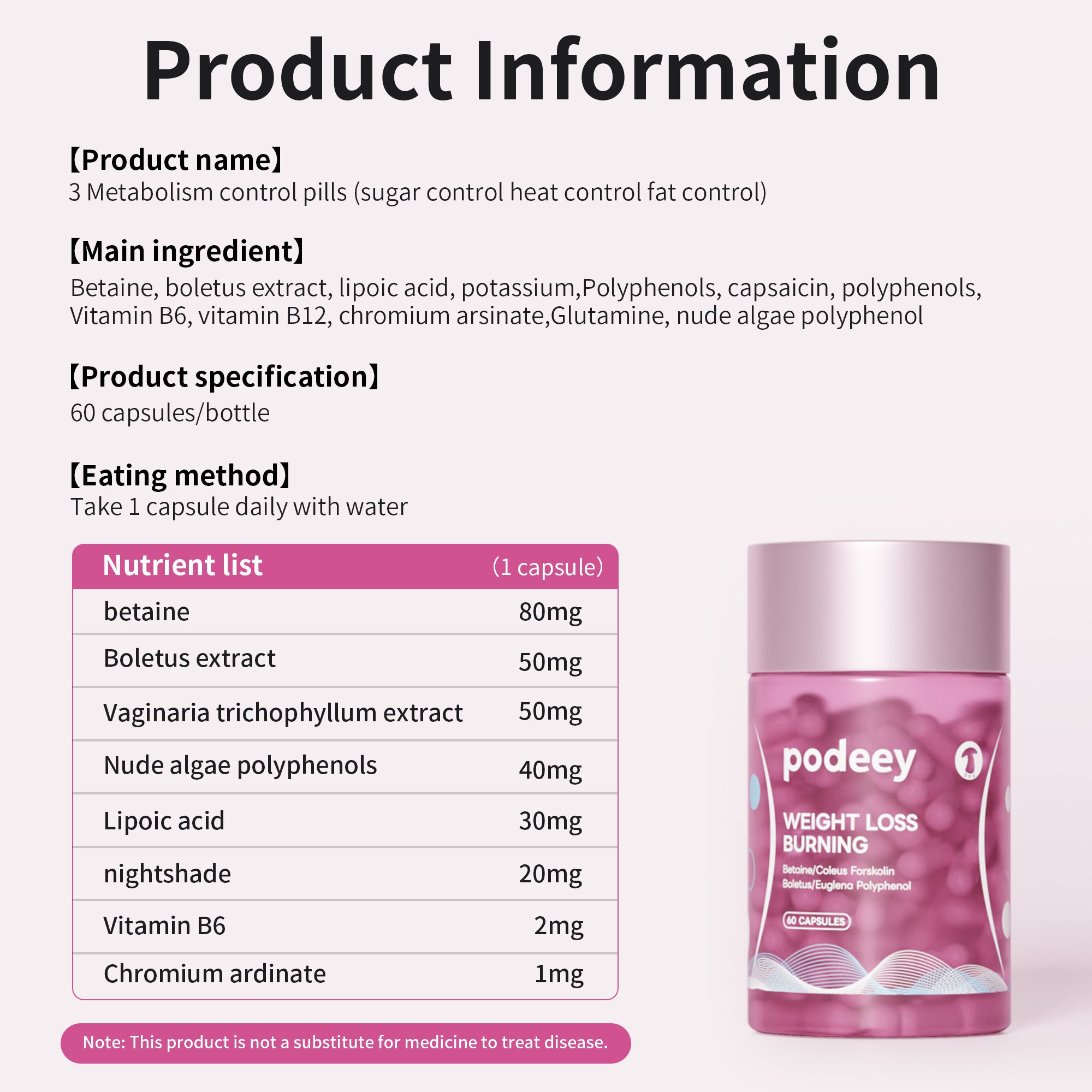 Podeey 3 Metabolism Control Pills