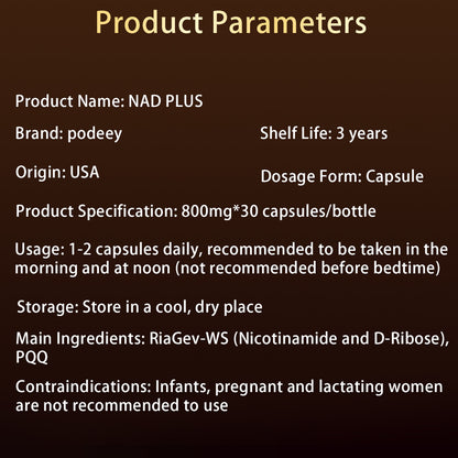 podeey NAD supplement Supports cellular health, endurance and healthy aging NAD Plus,30-day supply